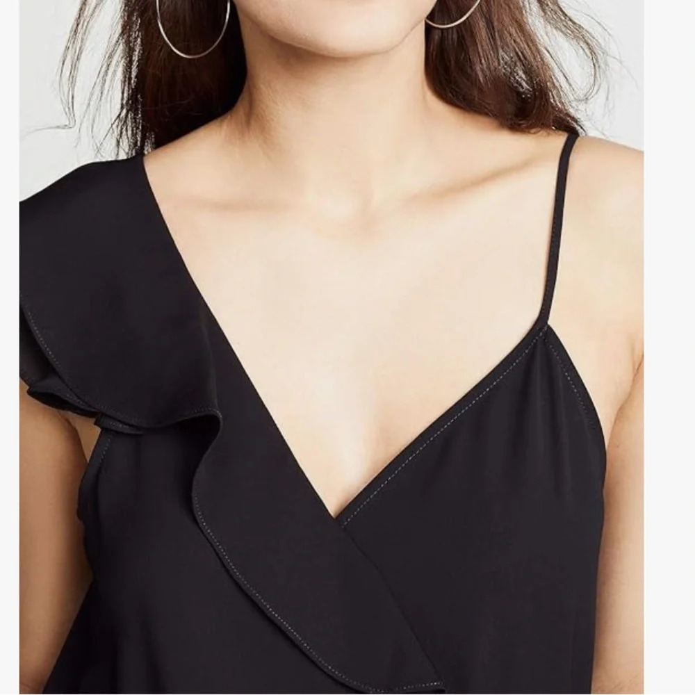 Parker Addison Black Spaghetti Strap Cropped‎ Jumpsuit Romper Women's Size 12 - Picture 3 of 15